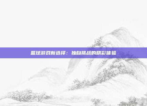 篮球游戏新选择：独自挑战的精彩体验