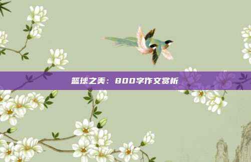 篮球之美：800字作文赏析