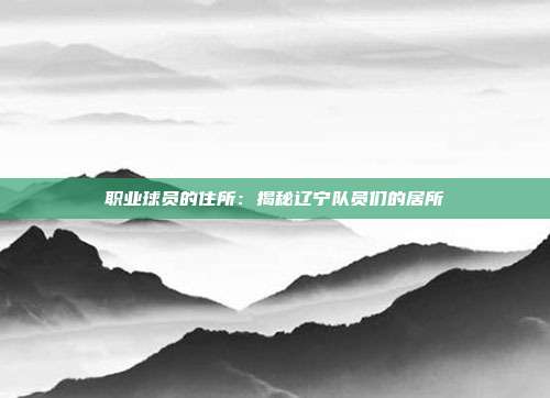 职业球员的住所：揭秘辽宁队员们的居所