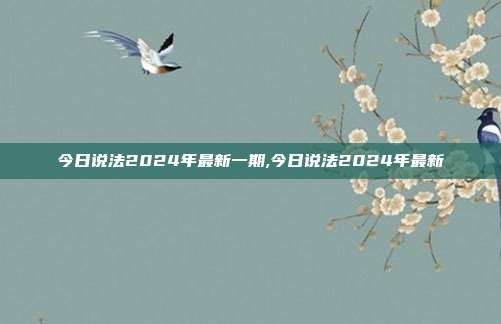 今日说法2024年最新一期,今日说法2024年最新