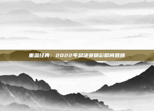 重温经典：2022年总决赛精彩瞬间回顾