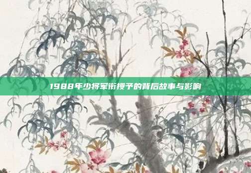 1988年少将军衔授予的背后故事与影响