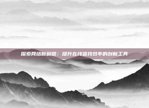 探索网络新利器：提升在线查找效率的创新工具