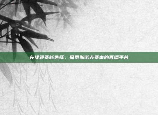 在线观赛新选择：探索斯诺克赛事的直播平台